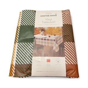 Kirkton House Plaid Vinyl Tablecloth - Green, Orange, Brown
